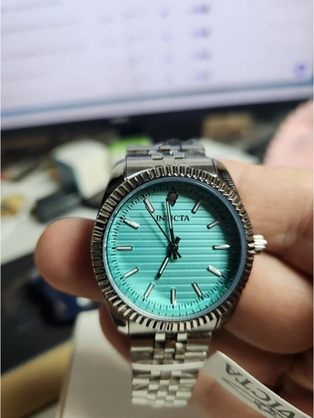 Invicta Men's Stainless Steel Wristwatch with Turquoise Dial
